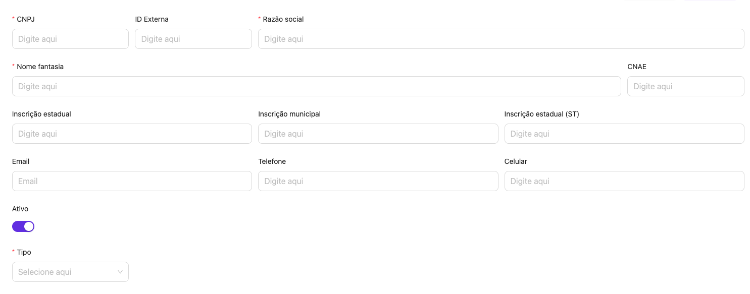 Dados cadastrais Empresa