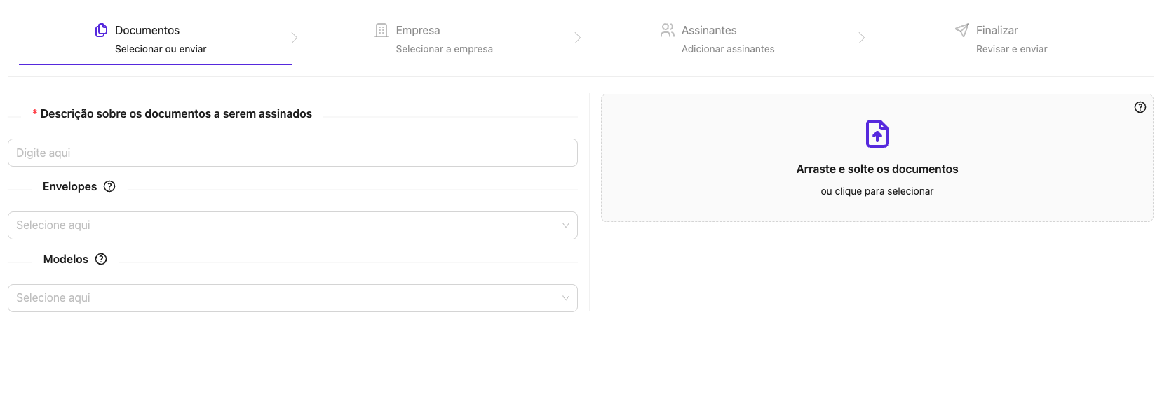 Documentos para assinatura