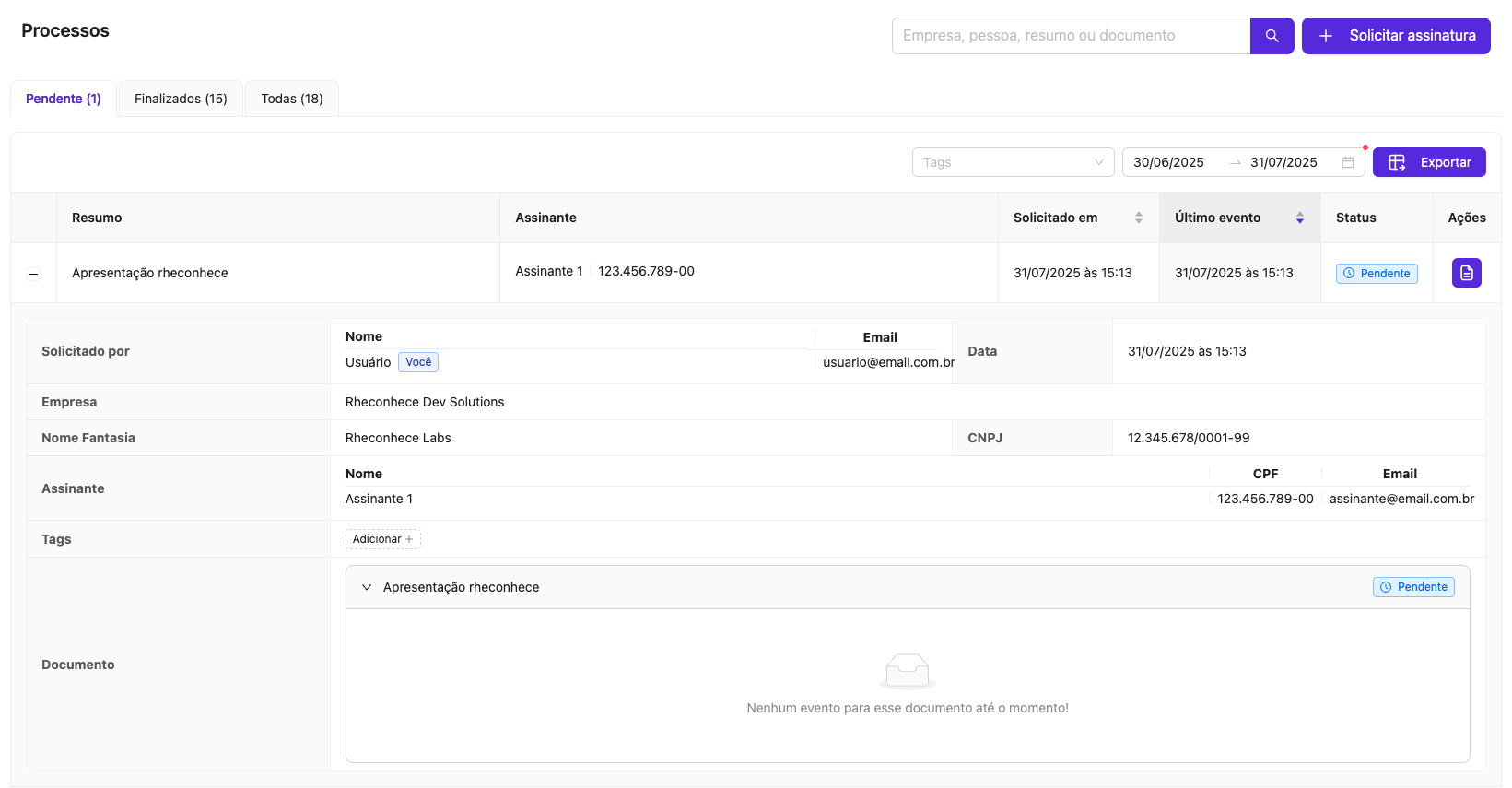 Processos de Assinatura